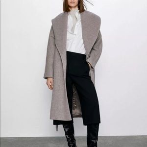 ❤️ NWT XS Zara taupe lapel belted coat